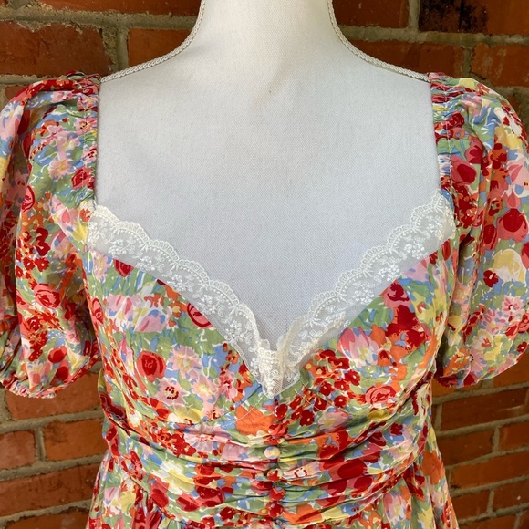 New NWT All About May Say Hello Dress Floral Mini Fit Flare Puff Sleeves… - Picture 9 of 12